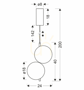 Závěsné svítidlo Candellux Studio PLAYA 32-50489, dvojitá koule z čirého skla, LED 2 × 10 W 600 lm 3000K, nastavitelné do 200 cm small 3