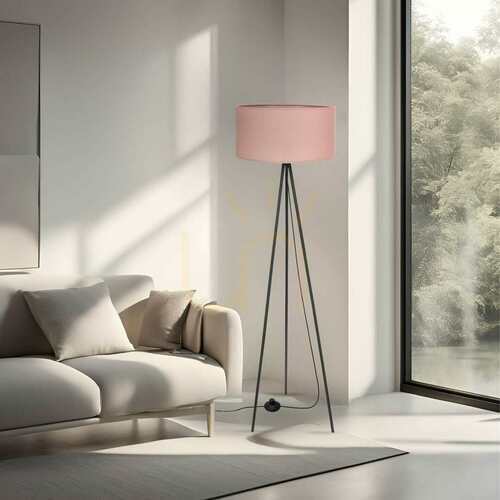 Kontrola Stojací lampa CANDELLUX SHANTI 51-38715, černá se světle vřesovým stínítkem, 1×E27 40 W