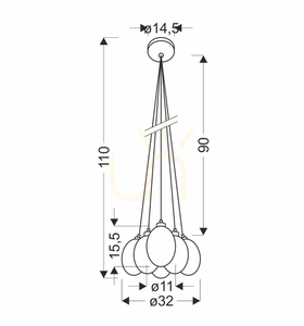 Závěsné svítidlo LUKKA 6xG9 10W barevné skleněné balónky chrom 110 cm CANDELLUX 50106168 small 1