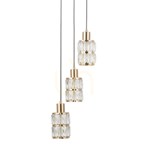 Kontrola Závěsná lampa Italux Alma 3xE27 zlatá křišťálová PND-40668-3-HBR
