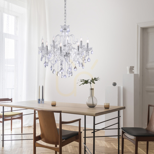 Kontrola Křišťálový lustr Paul Neuhaus GRACIA 3081-00 průhledný 8×E14 71 cm