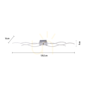 Stropní LED svítidlo WAVE 15167-55 stříbrné, 139,5 cm small 6