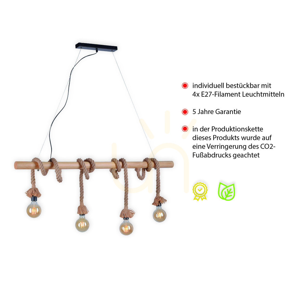 Zobrazit Závěsné svítidlo ROPE 15483-18 Bronze 4xE27 Závěsné svítidlo ROPE 15483-18 Bronze 4xE27
