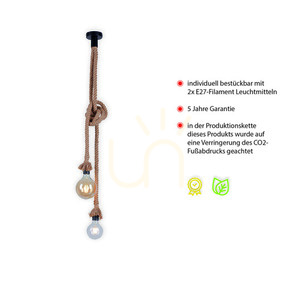 Závěsné svítidlo ROPE 15482-18 Brown 2xE27 small 3