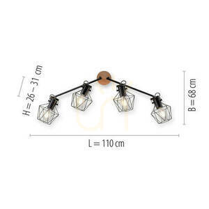 Plafond JARO 15674-78 černý 4xE27 small 7