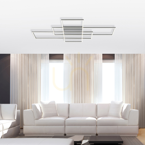Kontrola LED stropní svítidlo Paul Neuhaus Q-INIGO 8195-55, stříbrné, 101 × 75 cm, CCT