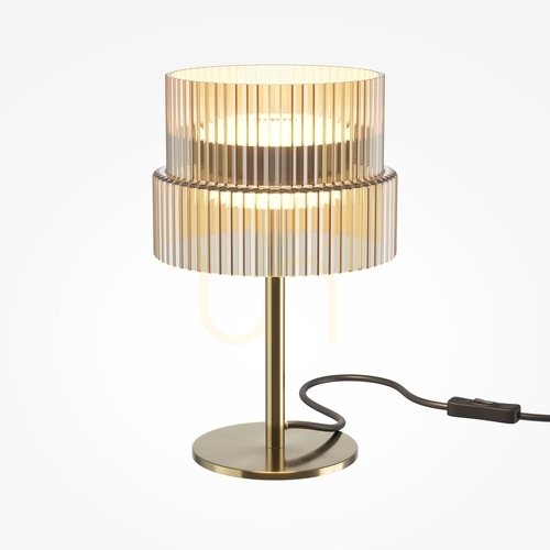 Kontrola Stolní lampa Maytoni SCALA MOD496TL-L12BZK, bronz, vroubkované koňakové sklo, Ø 14,8 × 24 cm, LED 12 W 1300 lm 3000K