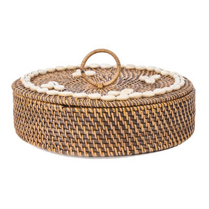 Ratanový koš s přihrádkami BAZAR BIZAR přírodní hnědý 30 × 30 × 9,5 cm small 15