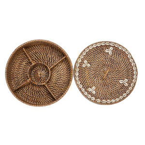 Ratanový koš s přihrádkami BAZAR BIZAR přírodní hnědý 30 × 30 × 9,5 cm small 5