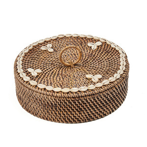 Ratanový koš s přihrádkami BAZAR BIZAR přírodní hnědý 30 × 30 × 9,5 cm small 9
