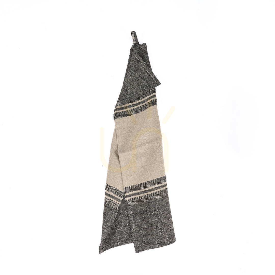 Náhled Kuchyňská utěrka Linen Dash přírodní černá 50x70 cm Kuchyňská utěrka Linen Dash přírodní černá 50x70 cm