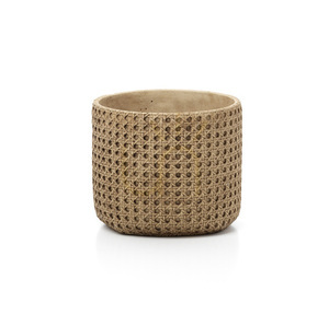 Květináč Bazar Bizar RattanRock L cement se strukturou výpletu přírodní 20 × 20 × 17,5 cm small 4