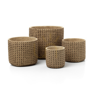 Květináč Bazar Bizar RattanRock L cement se strukturou výpletu přírodní 20 × 20 × 17,5 cm small 5
