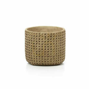 Květináč Bazar Bizar RattanRock L cement se strukturou výpletu přírodní 20 × 20 × 17,5 cm small 0