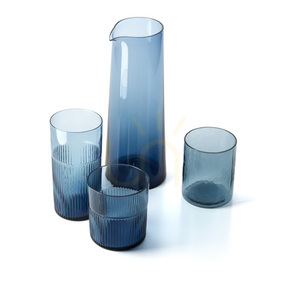 Nízká modrá sklenice Bazar Bizar Azure Rippled small 2