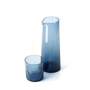 Nízká modrá sklenice Bazar Bizar Azure Rippled small 3