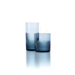 Nízká modrá sklenice Bazar Bizar Azure Rippled small 4