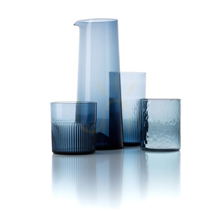 Nízká modrá sklenice Bazar Bizar Azure Rippled small 6