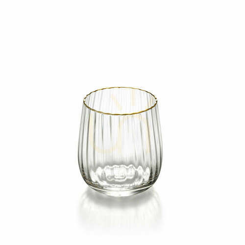 Kontrola Skleněný tumbler se zlatým okrajem, přírodní zlato, 10 cm