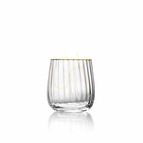 Kontrola Skleněný tumbler se zlatým okrajem, přírodní zlato, 10 cm