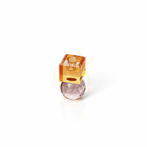 Kontrola Svícen Citrine & Rose Quartz z recyklovaného skla, růžovo-jantarový, 10,3 cm