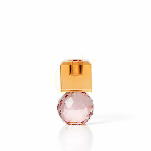 Kontrola Svícen Citrine & Rose Quartz z recyklovaného skla, růžovo-jantarový, 10,3 cm