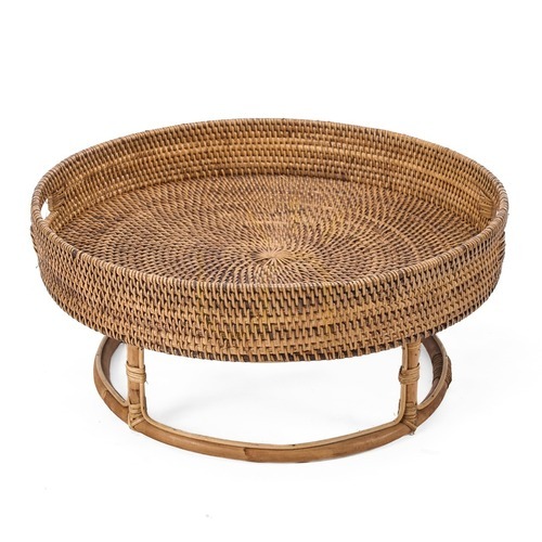 Kontrola Kulatý ratanový podnos na podstavci Bazar Bizar The Rattan Rise Tray, Ø 50 cm, v. 22 cm, přírodní hnědá