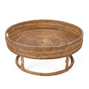 Kulatý ratanový podnos na podstavci Bazar Bizar The Rattan Rise Tray, Ø 50 cm, v. 22 cm, přírodní hnědá small 1