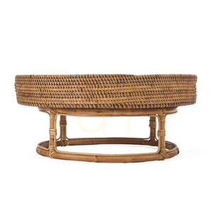 Kulatý ratanový podnos na podstavci Bazar Bizar The Rattan Rise Tray, Ø 50 cm, v. 22 cm, přírodní hnědá small 3