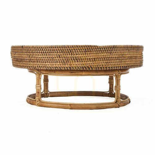 Kontrola Kulatý ratanový podnos na podstavci Bazar Bizar The Rattan Rise Tray, Ø 50 cm, v. 22 cm, přírodní hnědá