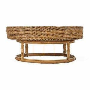 Kulatý ratanový podnos na podstavci Bazar Bizar The Rattan Rise Tray, Ø 50 cm, v. 22 cm, přírodní hnědá small 0