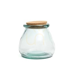 Kuchyňská dóza Belly Glass Pot L modrá 15 cm recyklované sklo s korkovým víčkem BAZAR BIZAR small 2