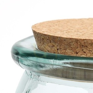 Kuchyňská dóza Belly Glass Pot L modrá 15 cm recyklované sklo s korkovým víčkem BAZAR BIZAR small 4