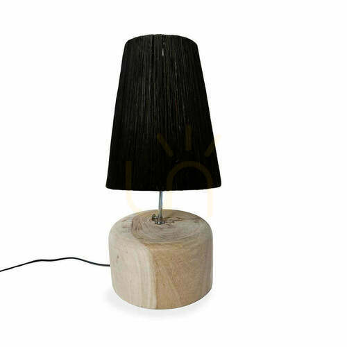 Kontrola Stolní lampa z teakového dřeva Raffia přírodní černá Table Lamps