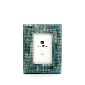 Fotorámeček The Ocean Ripple tyrkysový 10x15, buvolí kost, 17,5 × 22,5 cm, Bazar Bizar small 3
