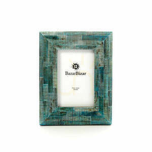 Fotorámeček The Ocean Ripple tyrkysový 10x15, buvolí kost, 17,5 × 22,5 cm, Bazar Bizar small 0