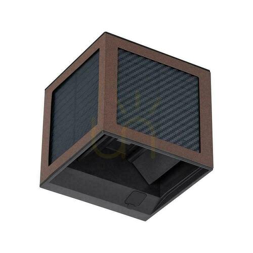 Kontrola V-TAC 9W LED COB solární/USB nástěnné svítidlo corten hnědá kostka 10x10cm IP65 pohybové čidlo VT-408CCT 900lm