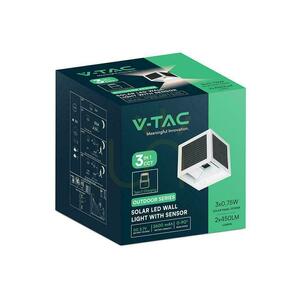 Solární nástěnné svítidlo V-TAC VT-408CCT LED COB 3W 900 lm bílá kostka 10x10 cm IP65 se senzorem pohybu, USB-C small 2