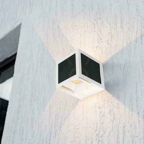 Kontrola Solární nástěnné svítidlo V-TAC VT-408CCT LED COB 3W 900 lm bílá kostka 10x10 cm IP65 se senzorem pohybu, USB-C