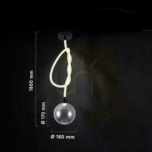 Kontrola V-TAC LED závěsné svítidlo 20W kouřová koule fi 18cm vázaná šňůra VT-84038 3000K 1900lm