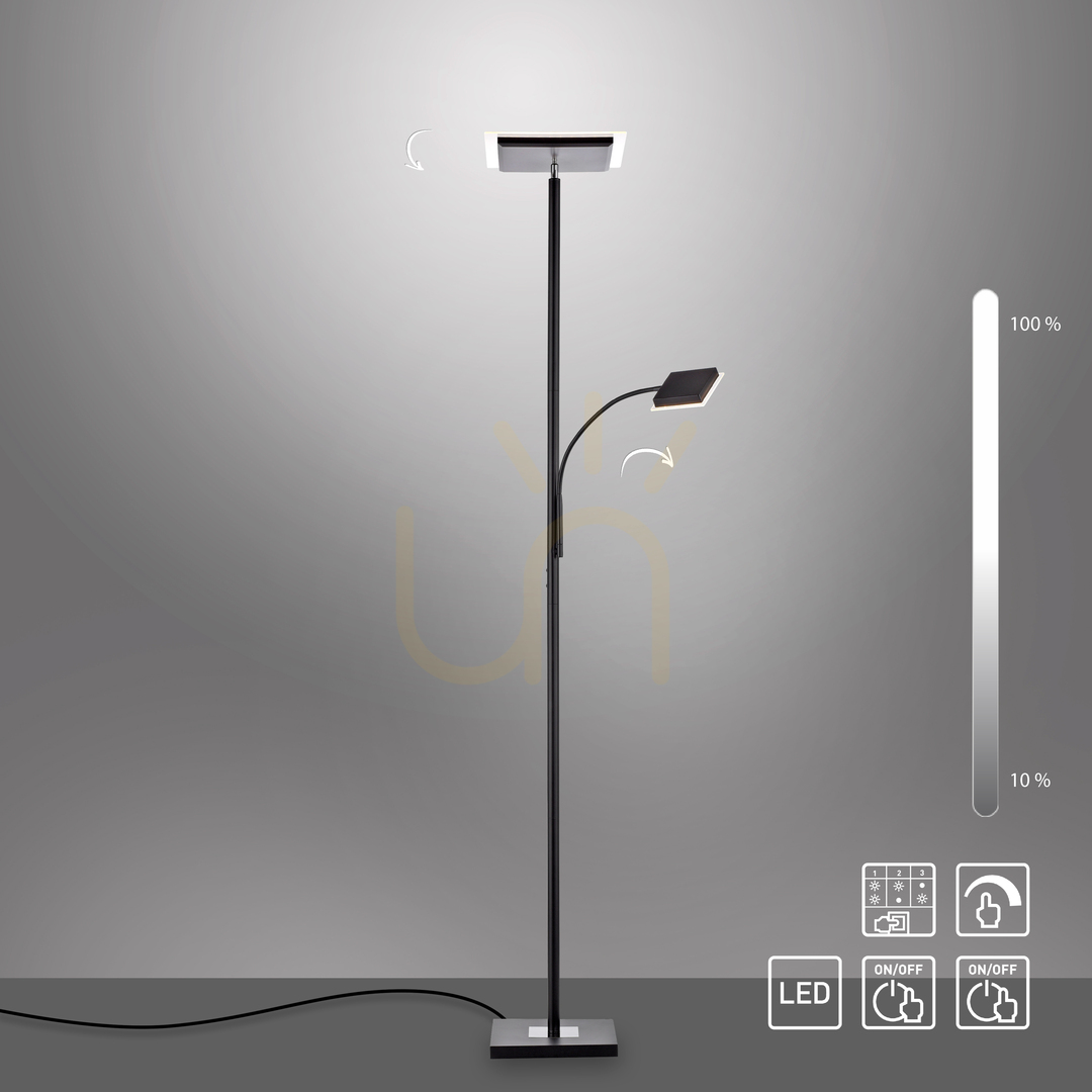 Kontrola Stojací lampa HANS 11710-18 Black 2xLED Stojací lampa HANS 11710-18 Black 2xLED