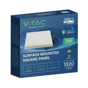 Povrchové panelové svítidlo V-TAC 12W LED CREE CHIP square 167x167mm VT-60012CCT 1320lm 6 let záruka small 5