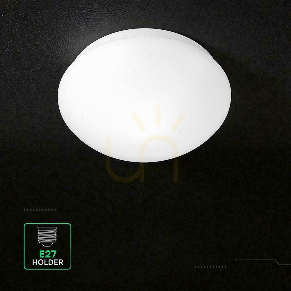 Pohled Stropní svítidlo plafondier E27 V-TAC bílé kulaté fi28cm IP44 mikrovlnné čidlo pohybu VT-8178 5 let záruka Stropní svítidlo plafondier E27 V-TAC bílé kulaté fi28cm IP44 mikrovlnné čidlo pohybu VT-8178 5 let záruka