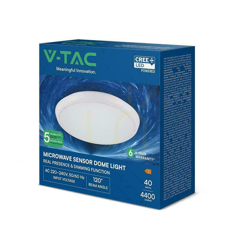 Zobrazit Stropní svítidlo V-TAC 40W LED CREE CHIP se snímačem pohybu a ovládáním barev 5v1 IP65 VT-8179 4400lm 6 let záruka Stropní svítidlo V-TAC 40W LED CREE CHIP se snímačem pohybu a ovládáním barev 5v1 IP65 VT-8179 4400lm 6 let záruka