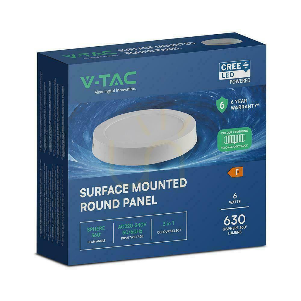 Kontrola V-TAC 6W LED CREE CHIP downlight povrchový panel kulatý 121x30mm VT-60006CCT 630lm 6 let záruka V-TAC 6W LED CREE CHIP downlight povrchový panel kulatý 121x30mm VT-60006CCT 630lm 6 let záruka