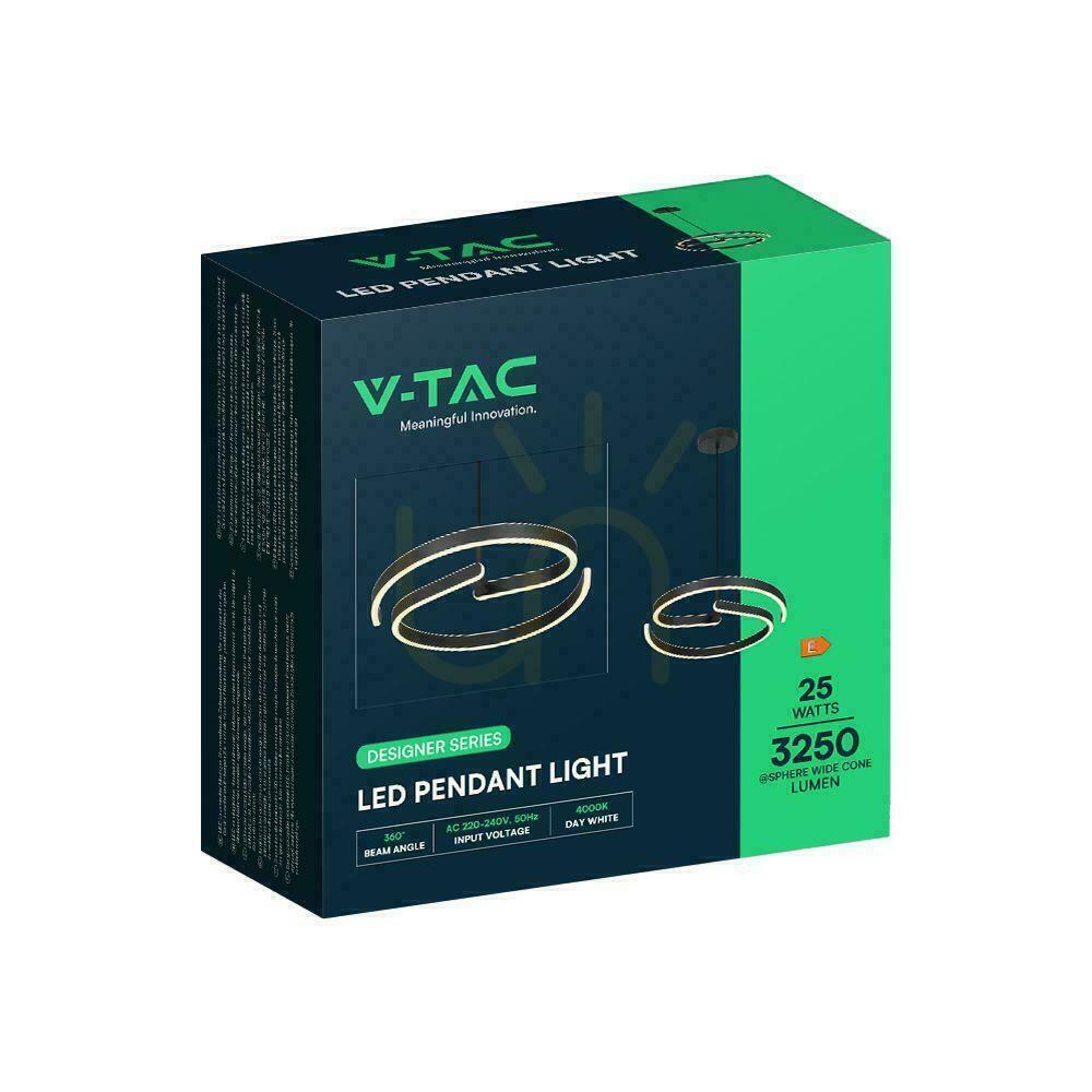 Náhled Závěsné svítidlo V-TAC 25W LED spirála fi40cm černé VT-84045 4000K 3250lm Závěsné svítidlo V-TAC 25W LED spirála fi40cm černé VT-84045 4000K 3250lm