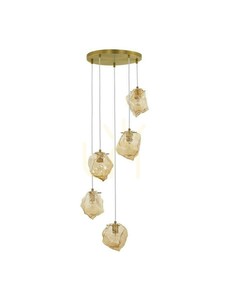 Závěsné svítidlo Luces Exclusivas BALUN LE43402 5xE14 zlaté jantarová stínidla ⌀48 cm small 0