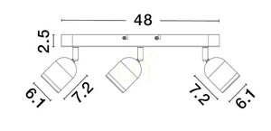 Nástěnné svítidlo Luces Exclusivas ACALAN LE43451, matně černé, 3×GU10, 48 cm small 2