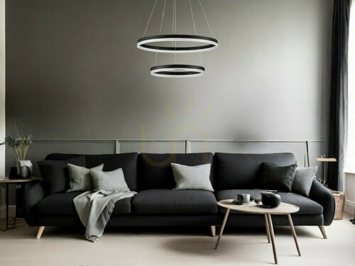 Kontrola Závěsné svítidlo ACACIO 2 kruhy černé 60 cm od Luces Exclusivas LE43561