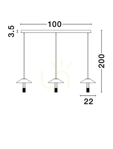 Kontrola Závěsné svítidlo Luces Exclusivas AYAVIRI LE44740, 3 stínidla, lišta 100 cm, LED 24 W 3000 K